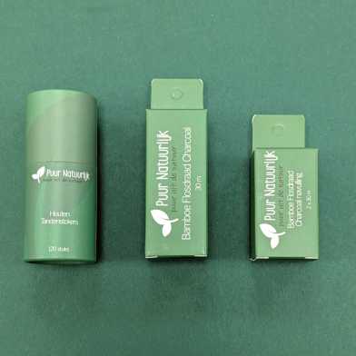 Puur Natuurlijk Houten Tandenstokers & Bamboe Flosdraad Charcoal + Navulling (3 x 30m)