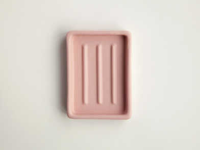 Day 1 - Handgemaakt Keramieken Zeepbakje Oudroze met Ribbels