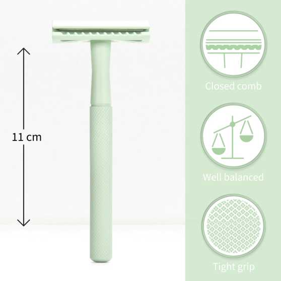 Bambaw Klassiek Metalen Scheermes Mint Groen