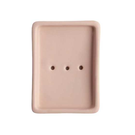 Day 1 - Handgemaakt Keramieken Zeepbakje Oudroze met Gaatjes