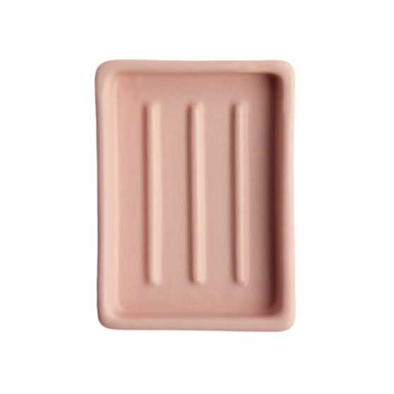 Day 1 - Handgemaakt Keramieken Zeepbakje Oudroze met Ribbels