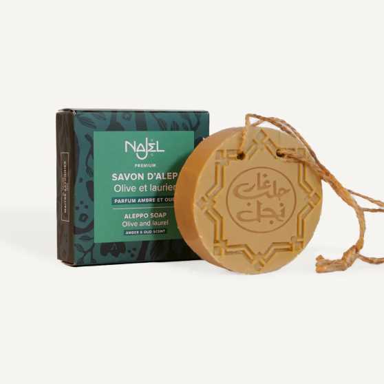 Najel - Aleppo amber en oud aroma kruidenzeep aan koord
