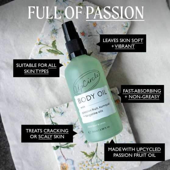 UpCircle Body Oil with upcycled Passion Fruit Oil