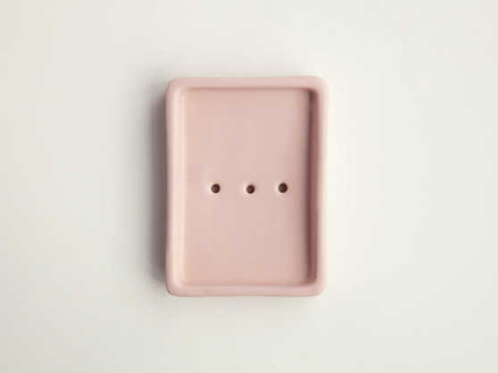 Day 1 - Handgemaakt Keramieken Zeepbakje Oudroze met Gaatjes