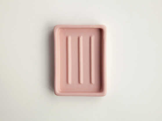 Day 1 - Handgemaakt Keramieken Zeepbakje Oudroze met Ribbels