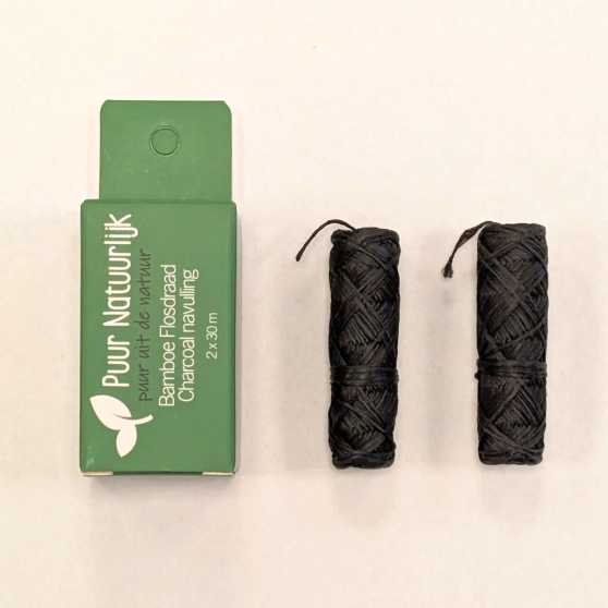 Eigen merk - Bamboe Flosdraad Charcoal navulling (2 x 30m)
