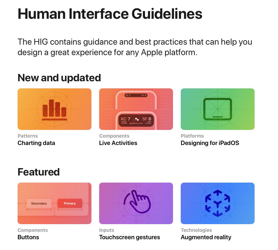 Human Interface Guideline Menu Section