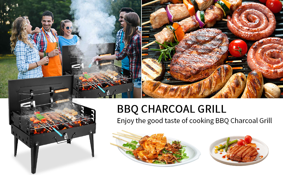 Charcoal Grill, Portable Barbecue Grill Tools for Outdoor Grilling Cooking  Camping Hiking Picnics Tailgating Backpacking Party 31.1''x17.9''x 9