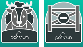Badge delle sfide del patrimonio parkrun: Where It All Started e We Were Here
