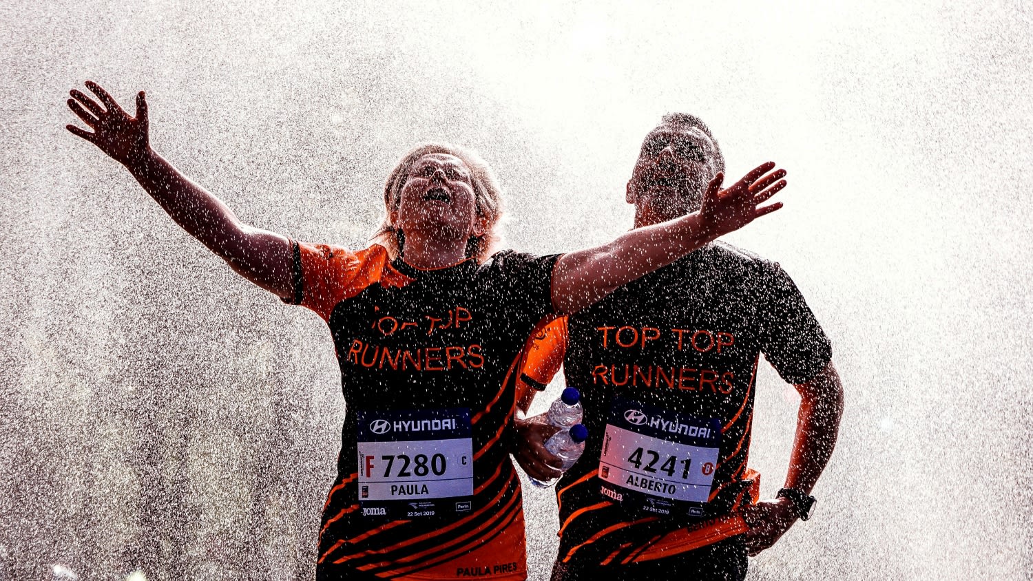 Runners finishing a race