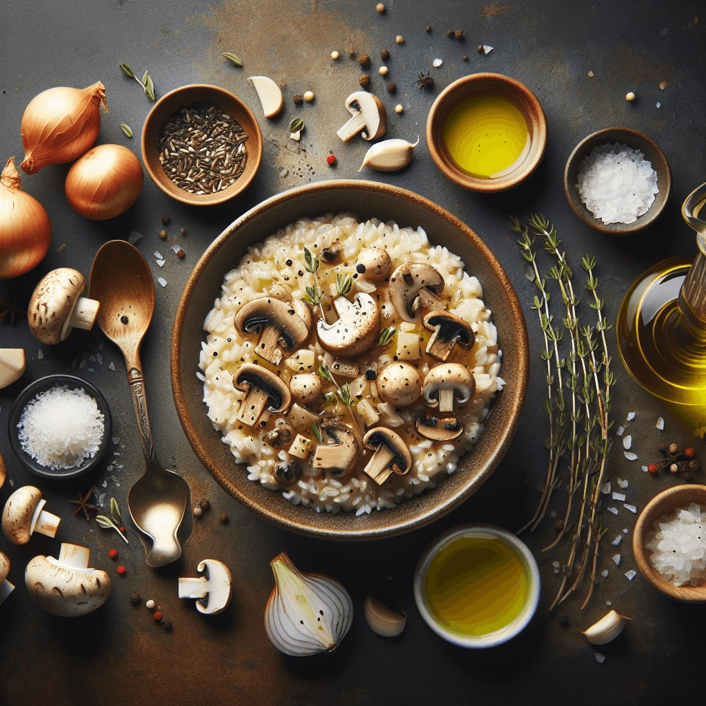 A creamy, dreamy vegan risotto full of flavorful mushrooms and seasoned with thyme.