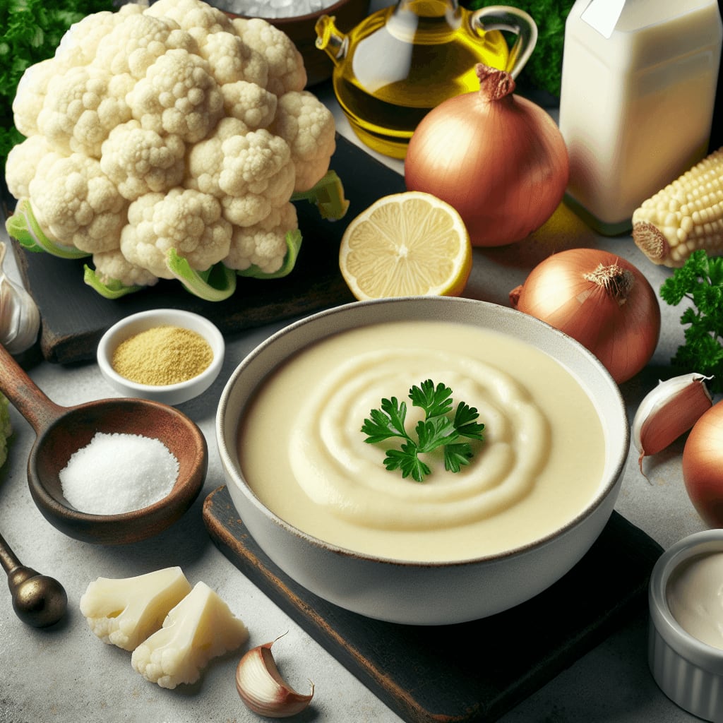 A creamy, dreamy bowl of healthy, comforting cauliflower soup.