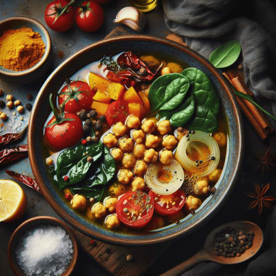 A hearty, cozy stew filled with chickpeas and a creamy tahini finish, perfect for chilly evenings.