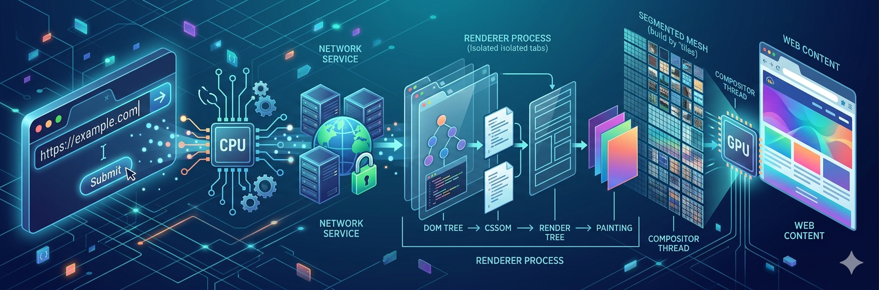 Abstract representation of a web browser architectural layout