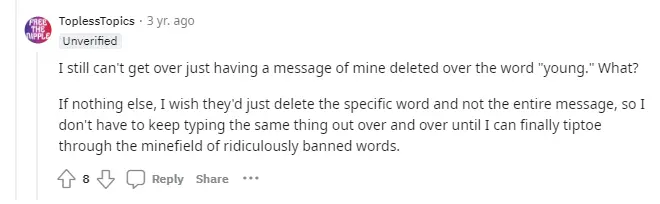 restricted words on Onlyfans messages