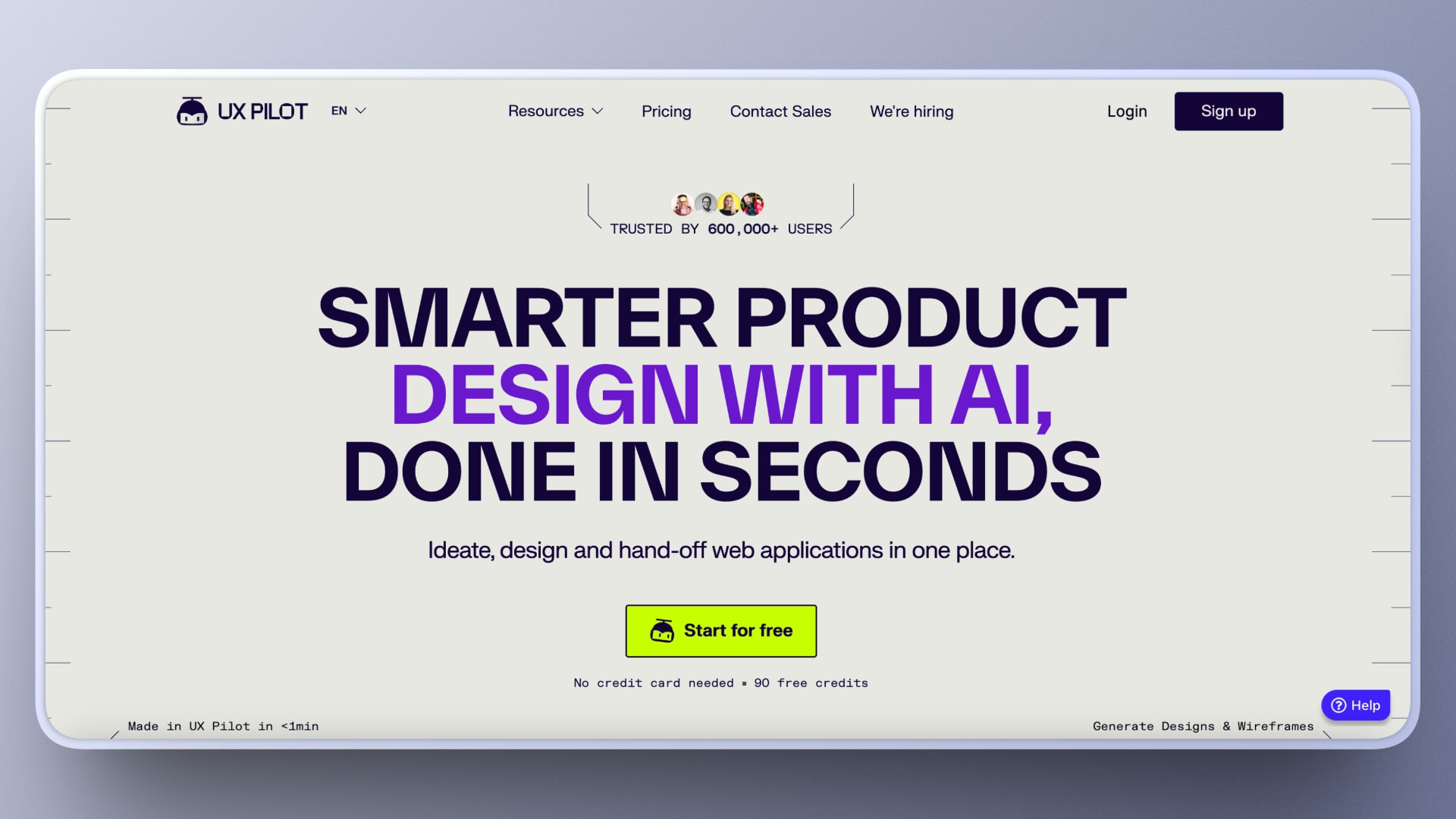 UX Pilot landing page