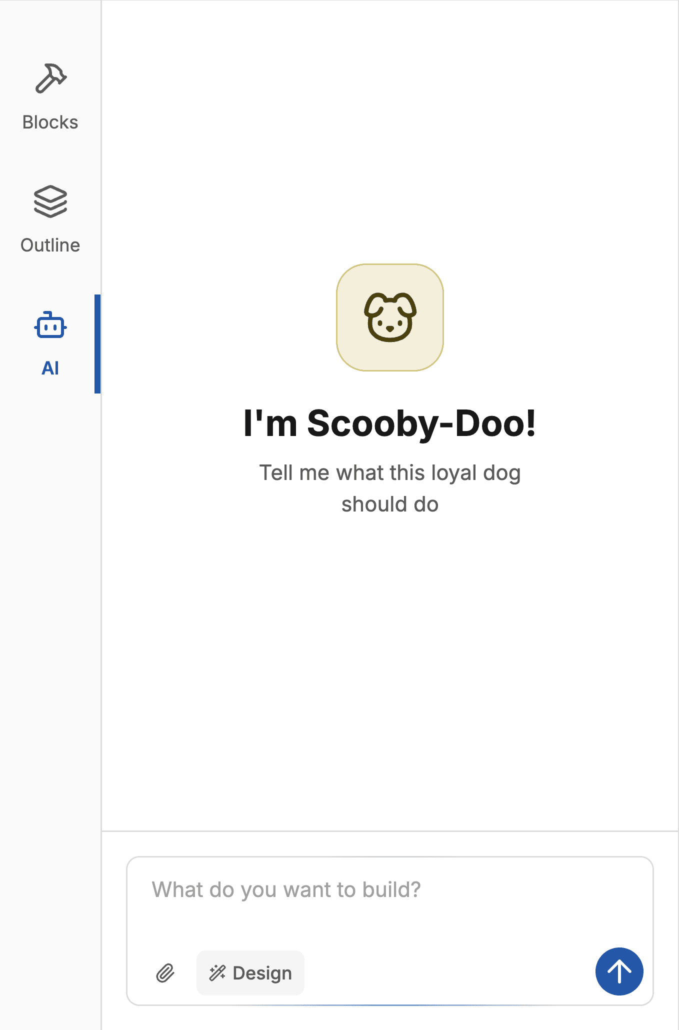 Custom chat placeholder rendered in the Puck AI copilot