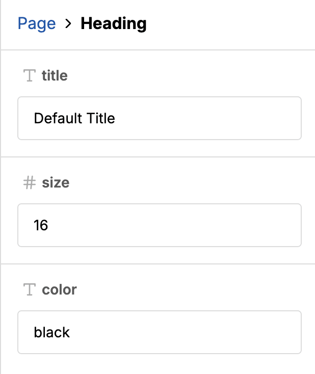 Custom field layout for the heading
component