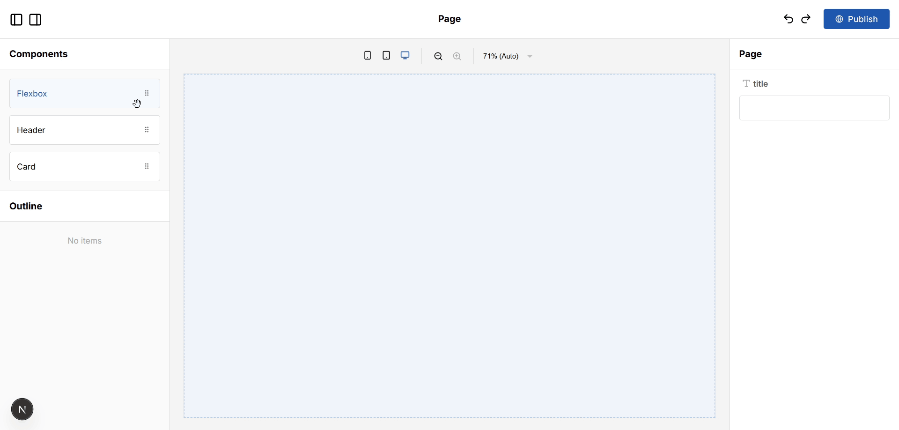 Flexbox component with default props for slot fields