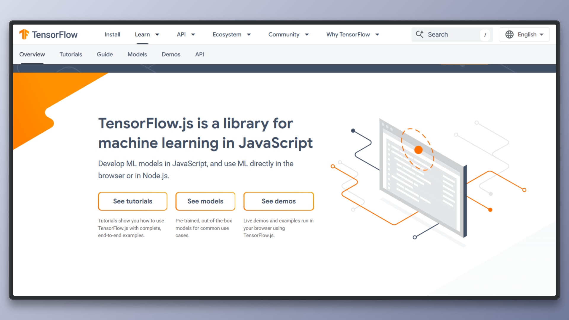 The TensorFlow landing page