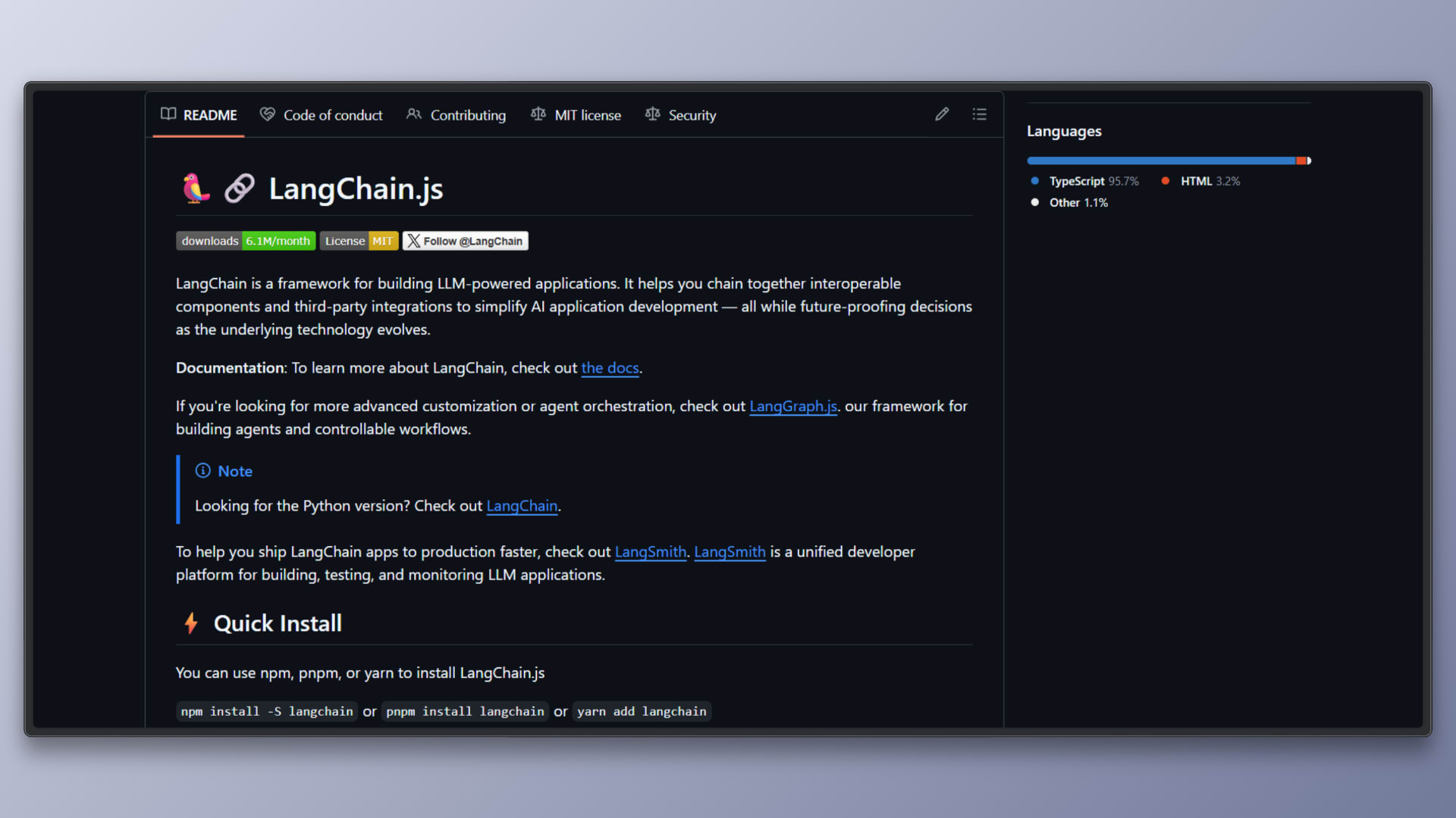 The LangChain.js website