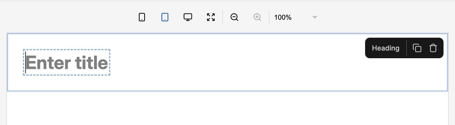 Component showing the "Enter title" placeholder in the canvas