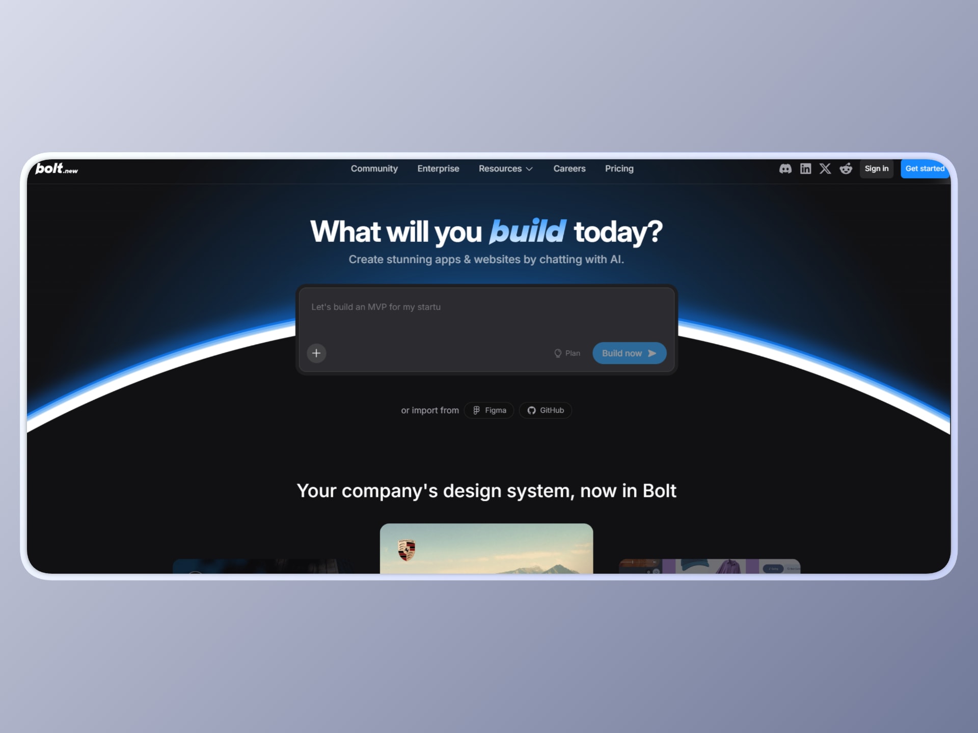 Bolt.new landing page
