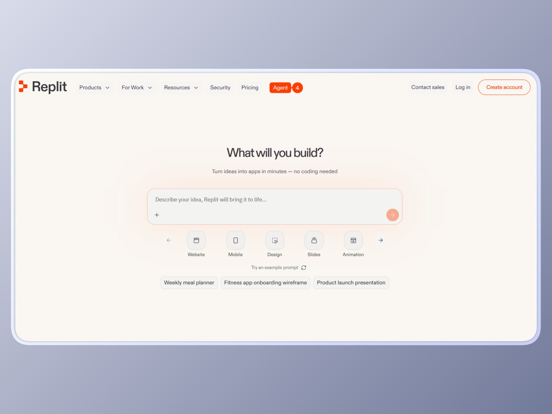 Replit AI landing page