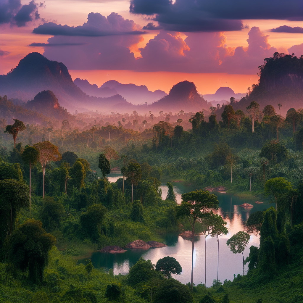 태국과 캄보디아 간의 국경 지역 풍경