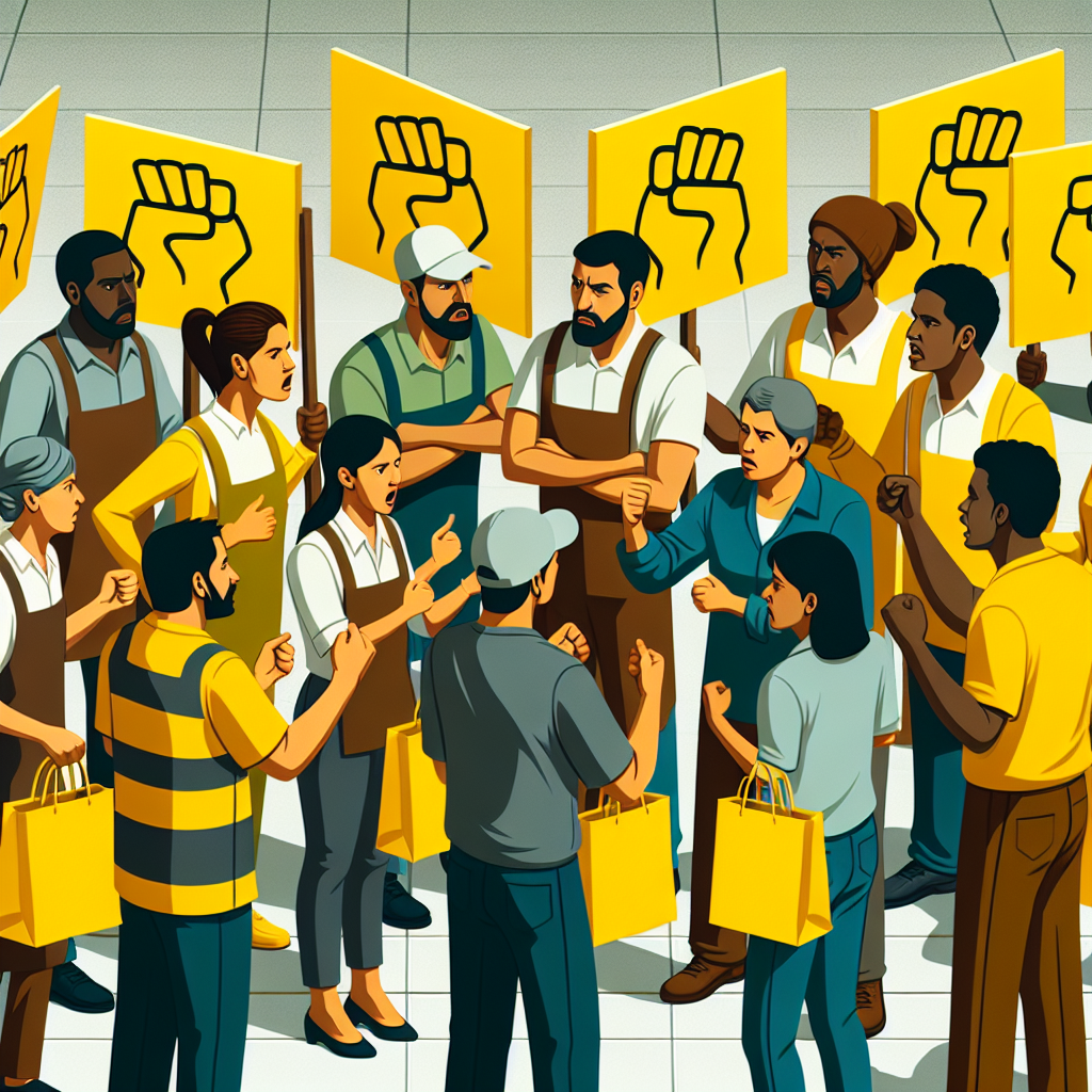 노란봉투법에 관한 논의 장면 혹은 쟁의행위 중의 노동자 이미지