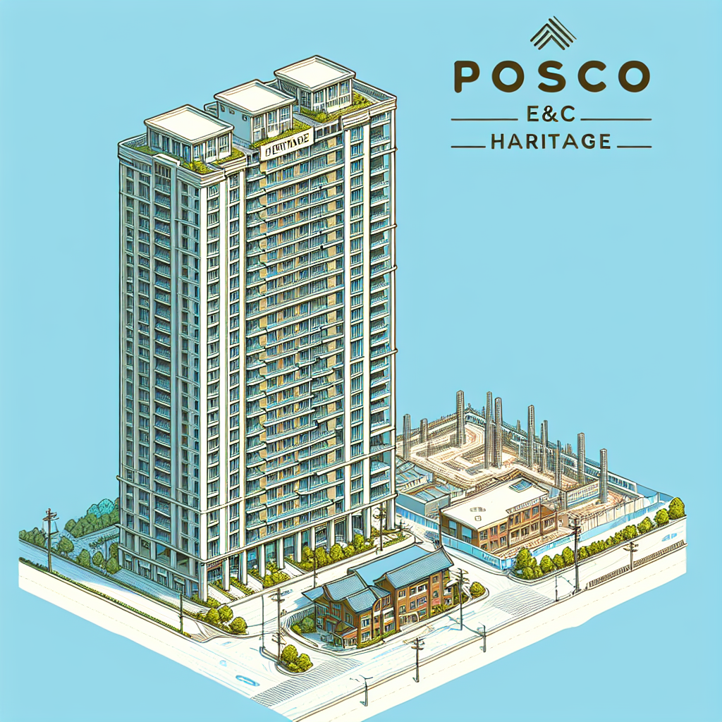 광주 남구의 푸른길 헤리티지 아파트와 포스코이앤씨의 건설현장 이미지