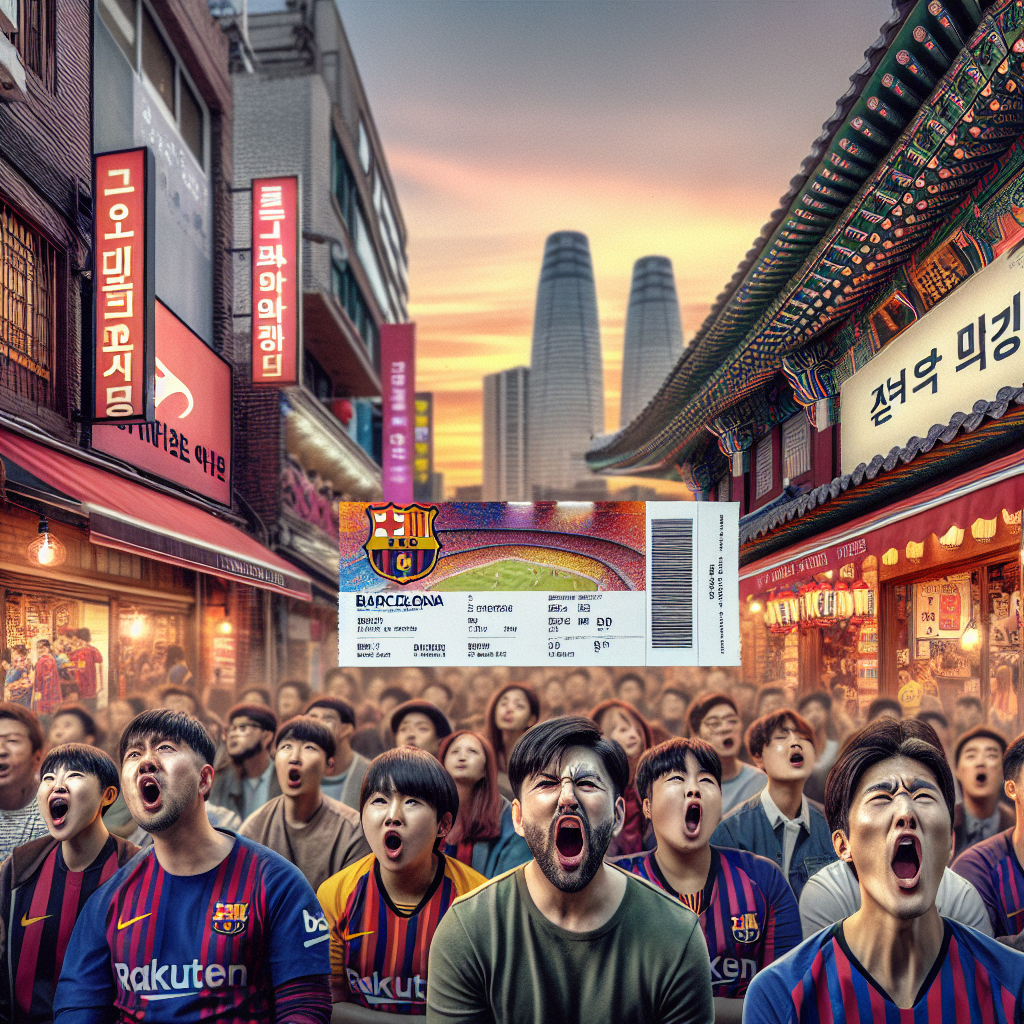 FC 바르셀로나 경기 티켓 예매, 서울의 팝업스토어 전경, 경기 중 열정적인 팬들