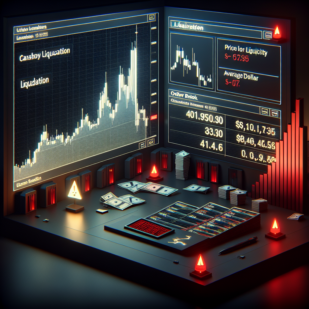 어두운 거래실 배경, 대형 모니터에 붉은 캔들스틱과 연쇄 청산(청산 가격 라인, ADL 경고 아이콘), 유동성 얕은 오더북과 급락 화살표, 공포와 규율의 대비를 담은 시네마틱 하이콘트라스트, 3D 아이소메트릭 요소, 한국어 UI 일부 포함