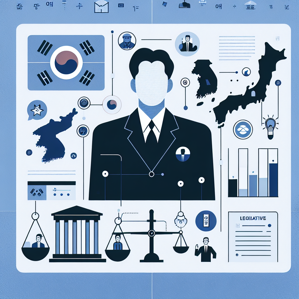 신뢰감 있는 인포그래픽: 박찬대를 상징하는 실루엣, 동남아 지도와 구조 아이콘, 당대표 경쟁의 균형 저울, 법안 문서 아이콘을 하나의 파란톤 패널 레이아웃에 배치. 과장된 표정이나 실제 인물 사진 없이, 한국 현대 정치와 해외 안전 이슈를 함축적으로 표현. 고해상도, 깨끗한 라인, 한국어 텍스트 없음.