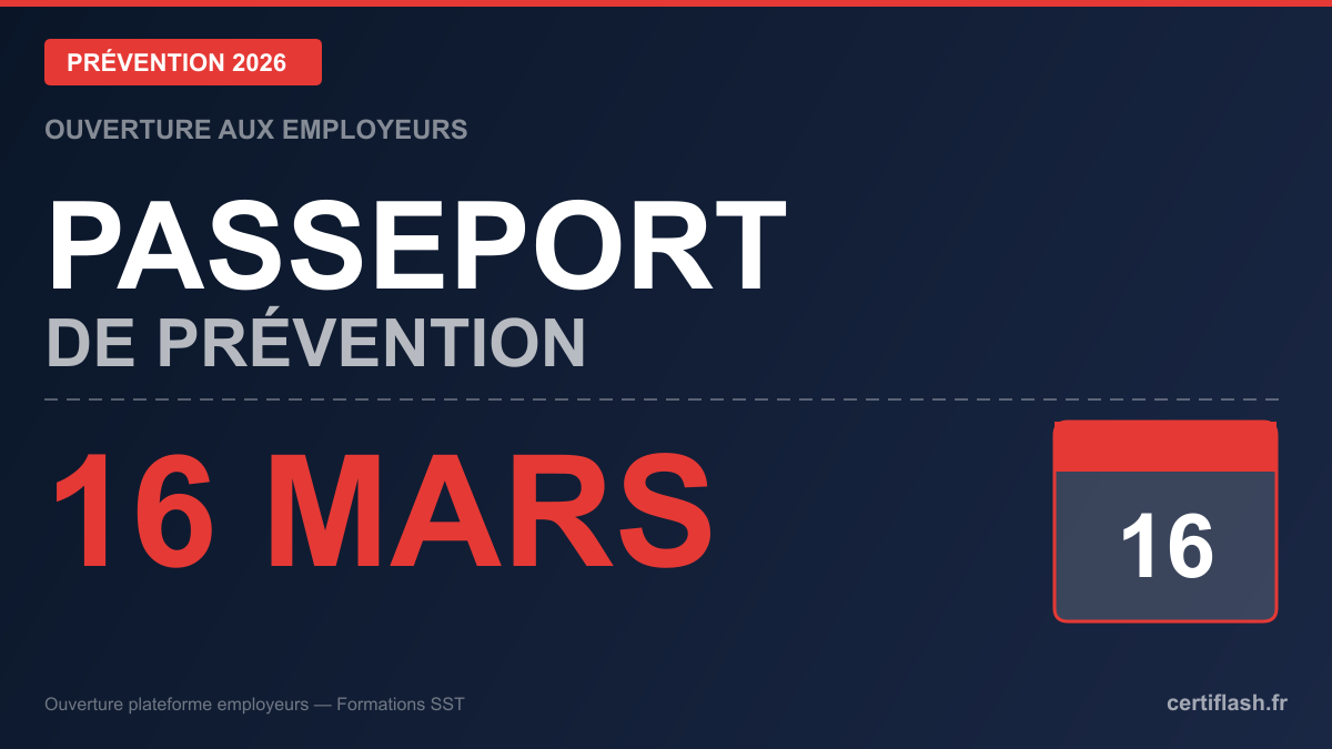Passeport de prévention 2026 : ouverture aux employeurs le 16 mars — ce que les organismes de formation doivent anticiper