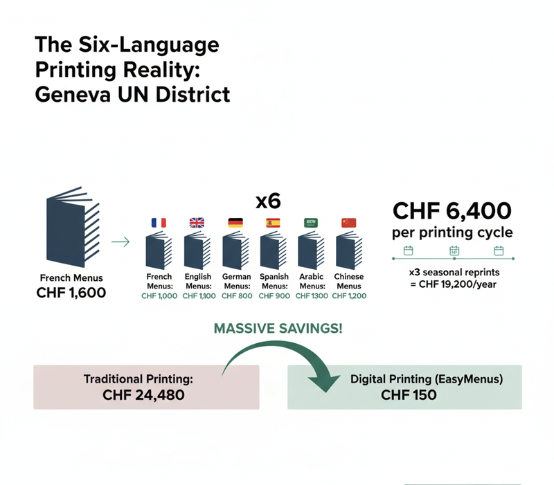 Six-Language Printing Cost Breakdown Infographic