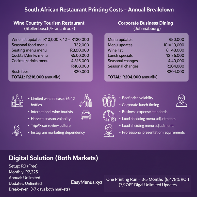 South African Restaurant Printing Costs - Annual Breakdown