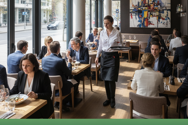 UN District Restaurant Multilingual Service Scene