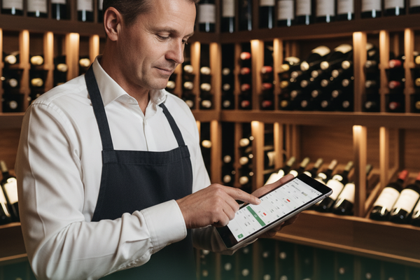 Wine Director Managing Inventory Digitally