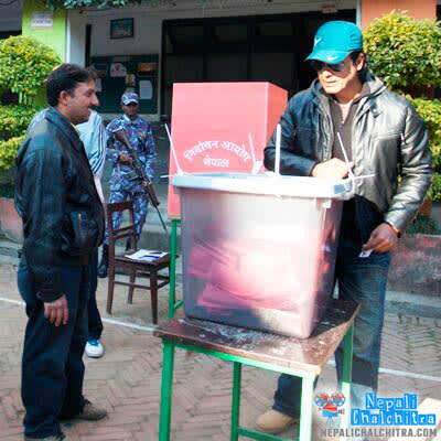 Rajesh Hamal polling station Nepal Votes