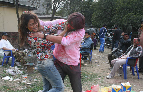 Rekha Thapa Playing holi 4