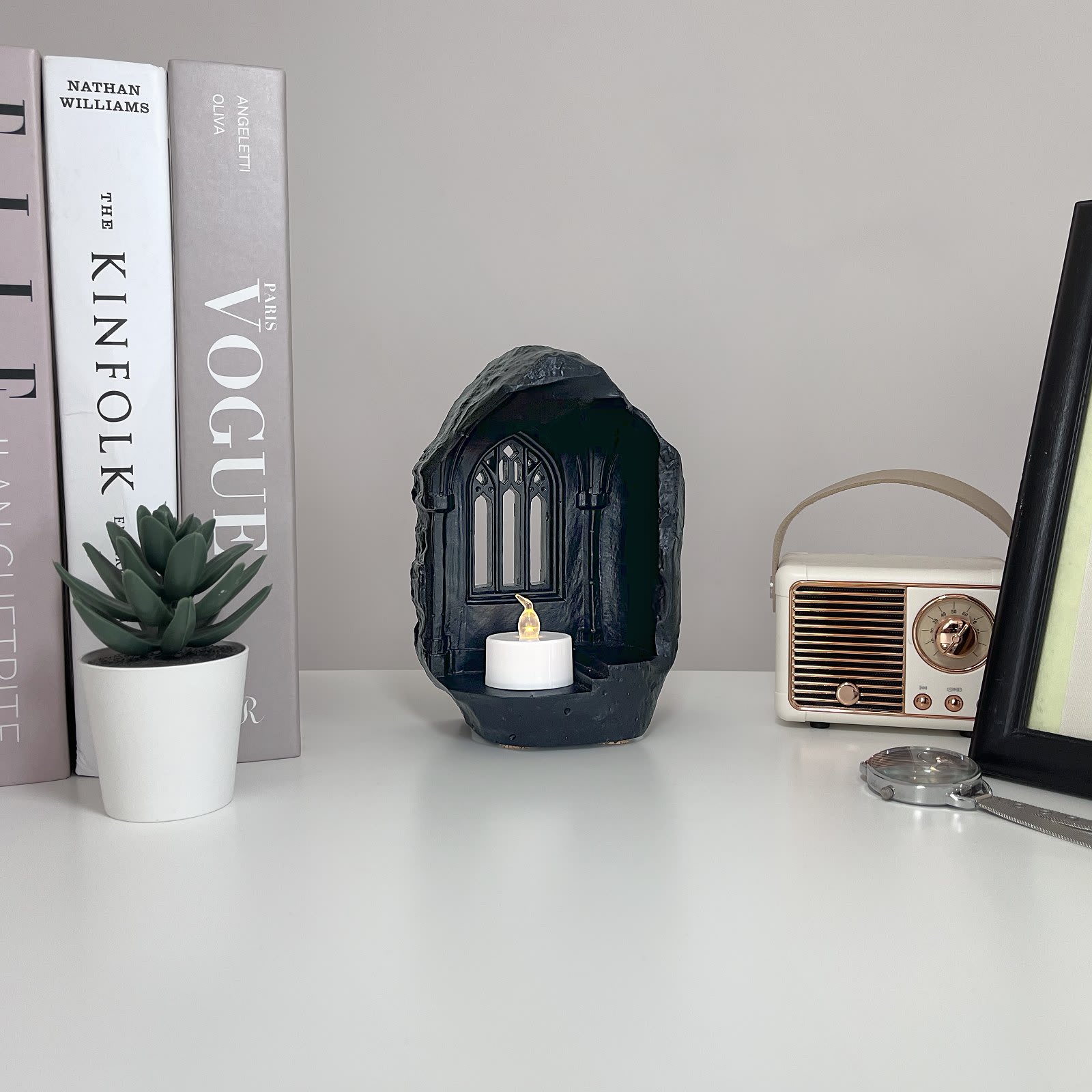 Підсвічник Чарівний Замок з Чайною Свічкою | Гіпсовий Виріб від майстерні "Щаслива Качка" - Слайд 4