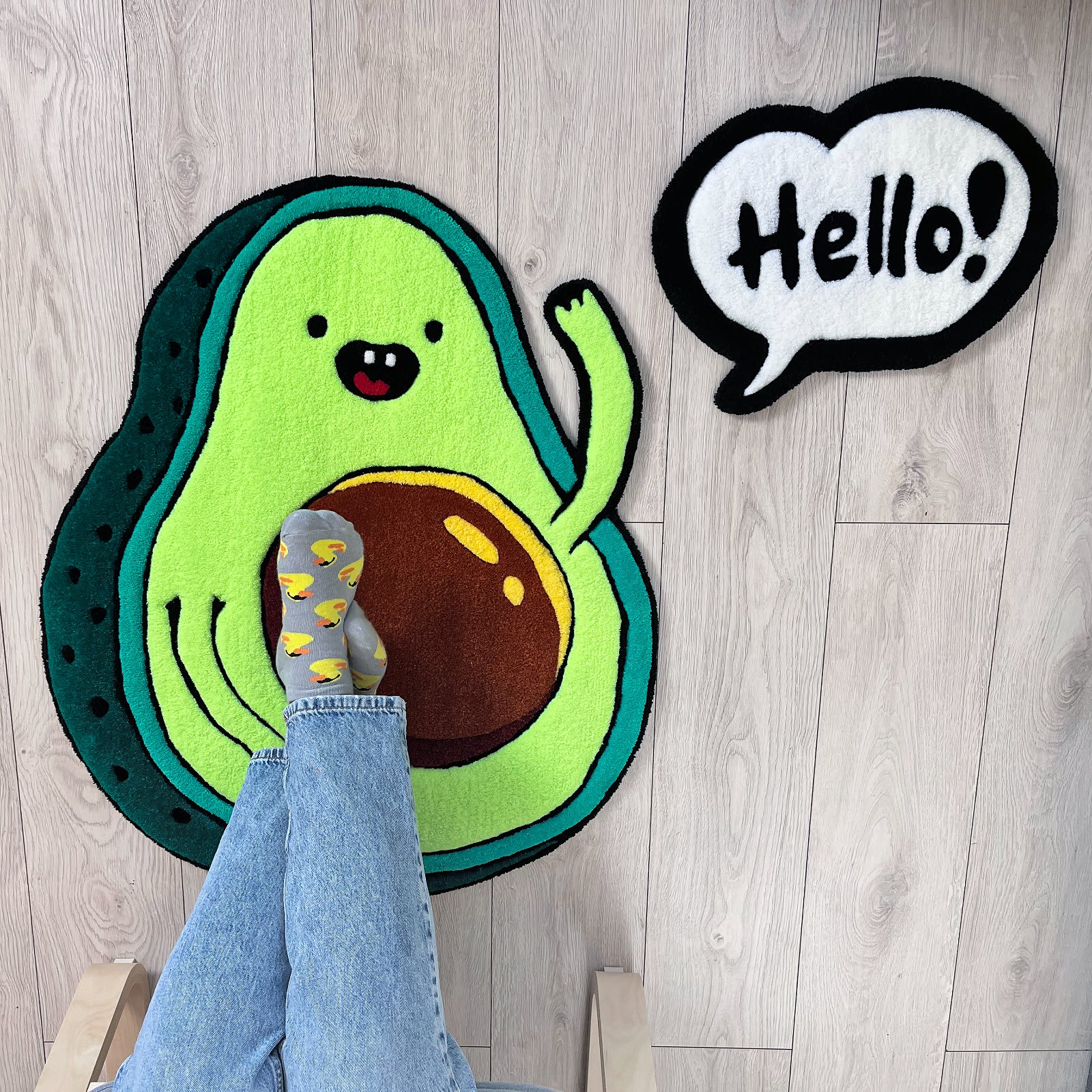Килим Веселе Авокадо та бульбашка "Hello!" (набір з 2 килимів) | Тафтинговий Килим від майстерні "Щаслива Качка" - Слайд 12