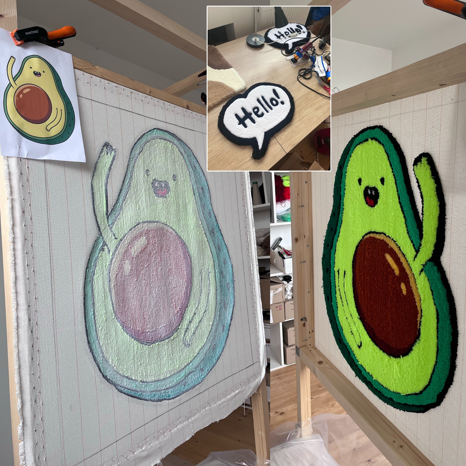 Килим Веселе Авокадо та бульбашка "Hello!" (набір з 2 килимів) | Тафтинговий Килим від майстерні "Щаслива Качка" - Слайд 18