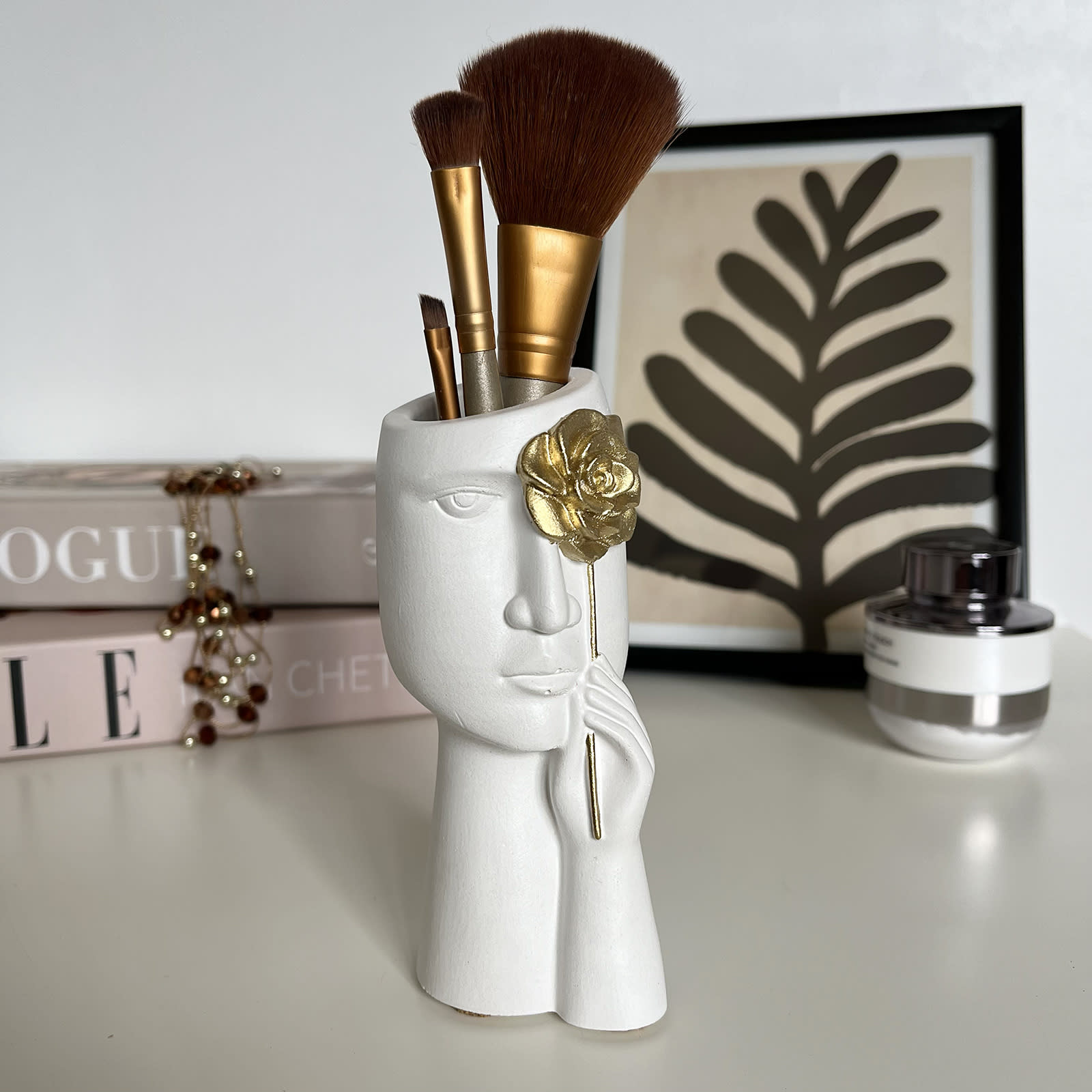 Ваза Дівчина із Золотою Трояндою | Гіпсовий Виріб від майстерні "Щаслива Качка" - Слайд 2