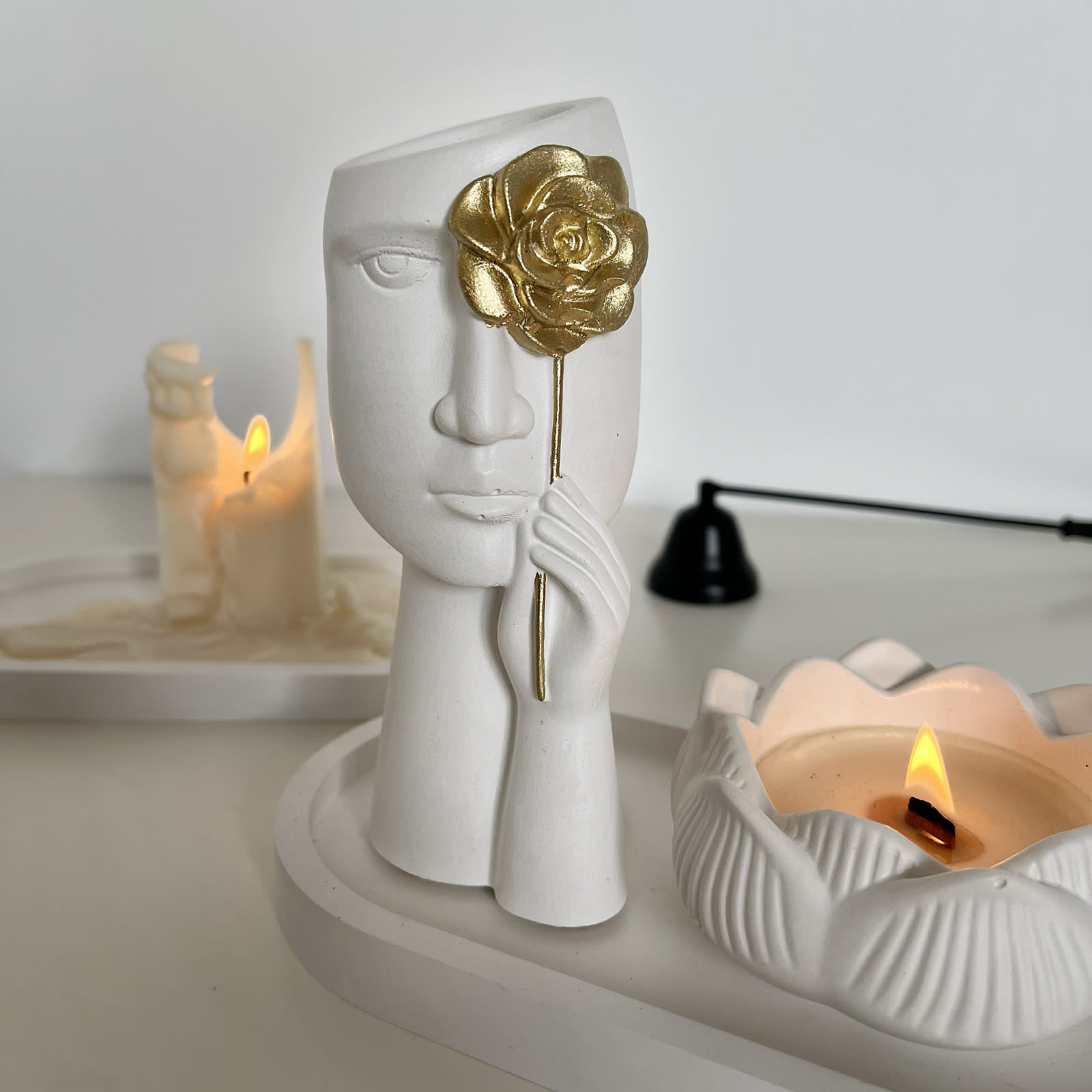 Ваза Дівчина із Золотою Трояндою | Гіпсовий Виріб від майстерні "Щаслива Качка" - Слайд 9