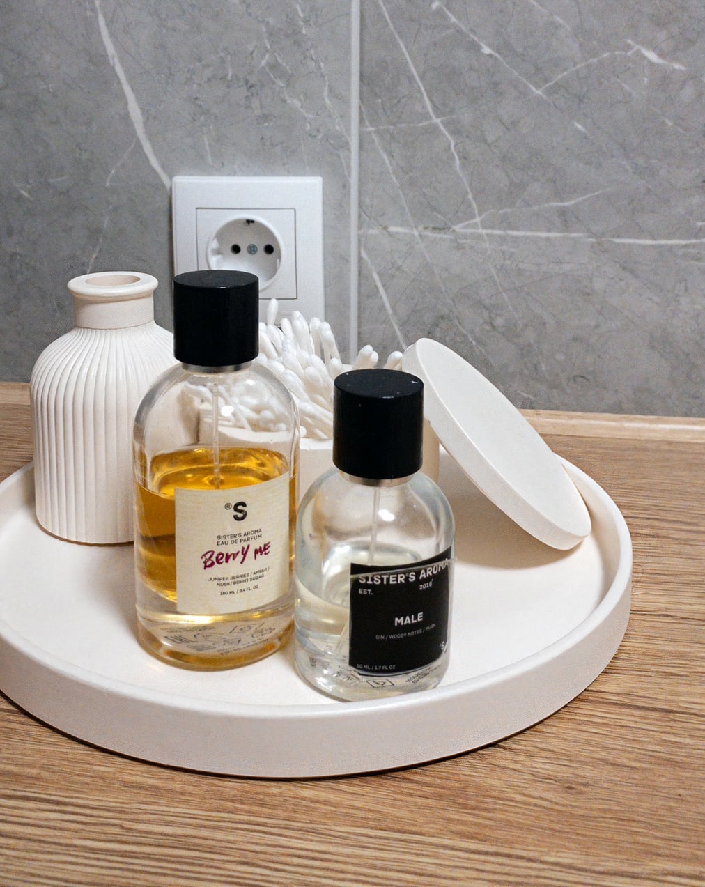 Фото відгук: Парфумерна таця та кашпо з вушними паличками для ванної кімнати