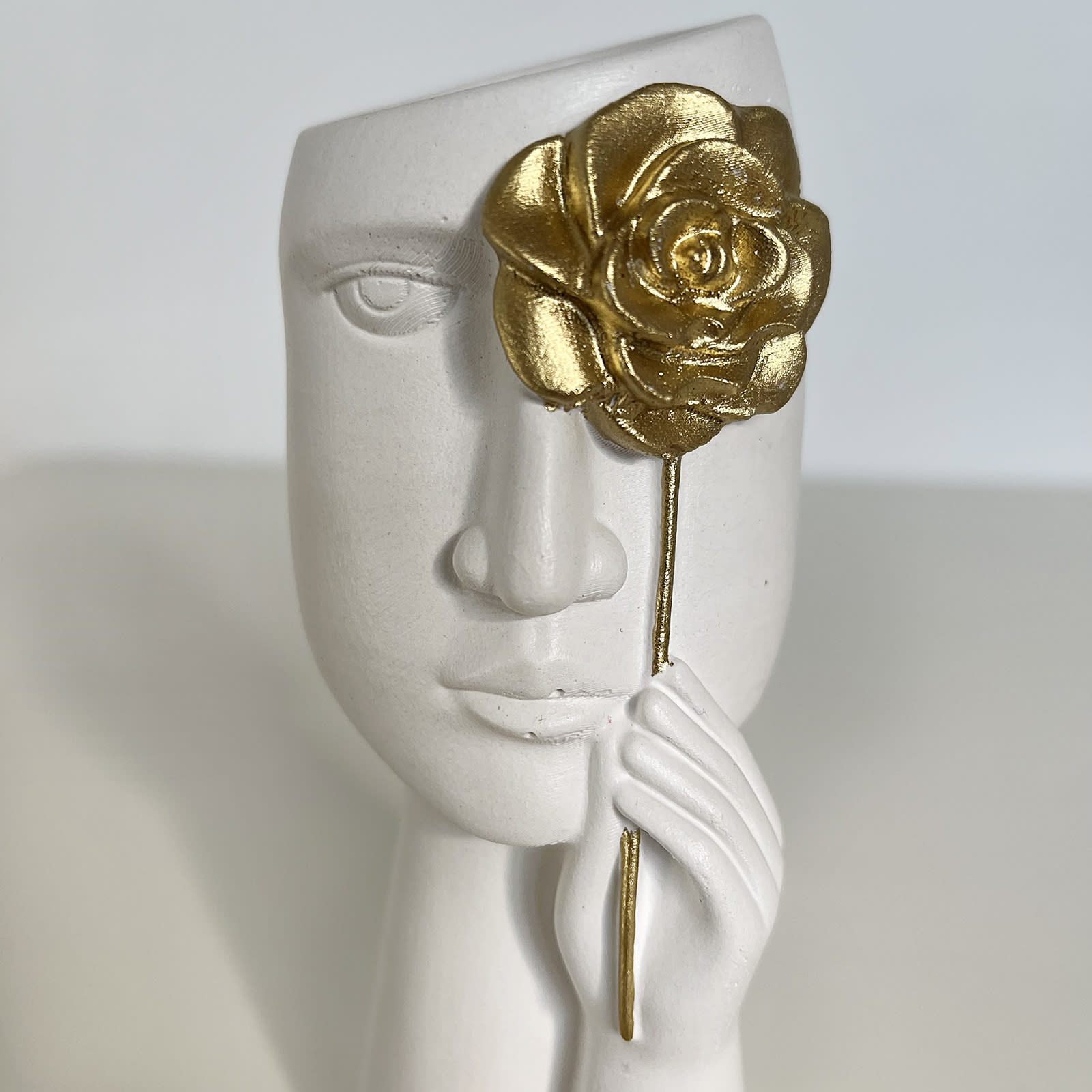 Ваза Дівчина із Золотою Трояндою | Гіпсовий Виріб від майстерні "Щаслива Качка" - Слайд 6