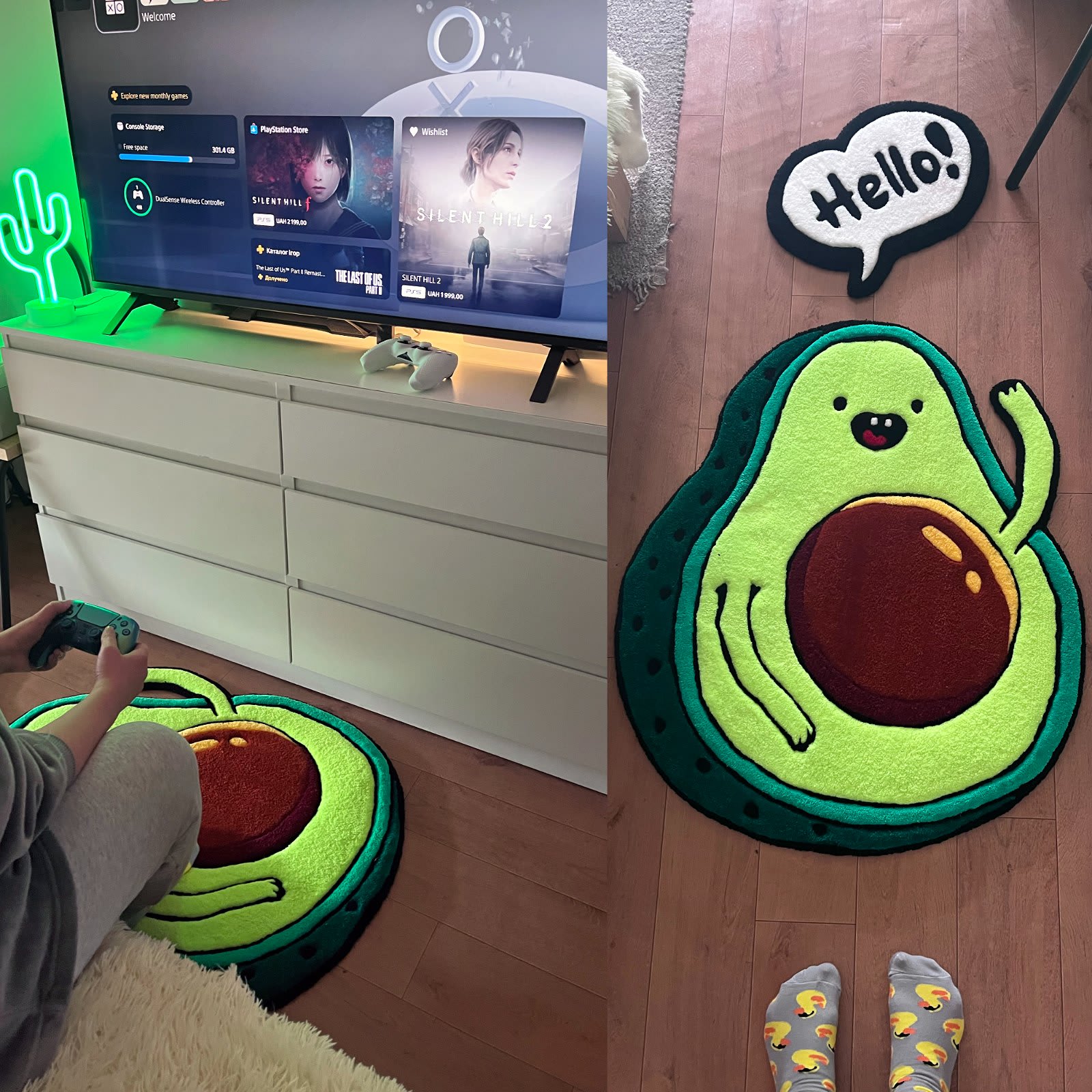 Килим Веселе Авокадо та бульбашка "Hello!" (набір з 2 килимів) | Тафтинговий Килим від майстерні "Щаслива Качка" - Слайд 9