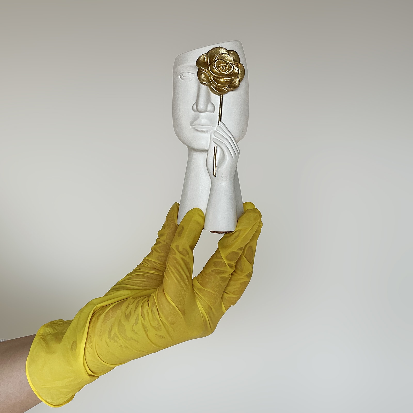 Ваза Дівчина із Золотою Трояндою | Гіпсовий Виріб від майстерні "Щаслива Качка" - Слайд 12